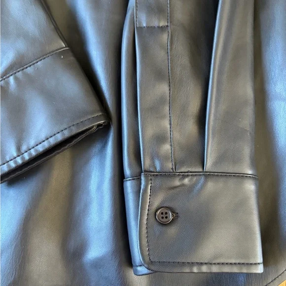 MOTHER Black Faux Leather Button-Up Blazer - Picture 6 of 7